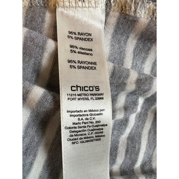 Zenergy by Chicos women’s 3/US 16–18 tunic Gray White Stripe Floral 3/4 Sleeve R - Picture 12 of 14